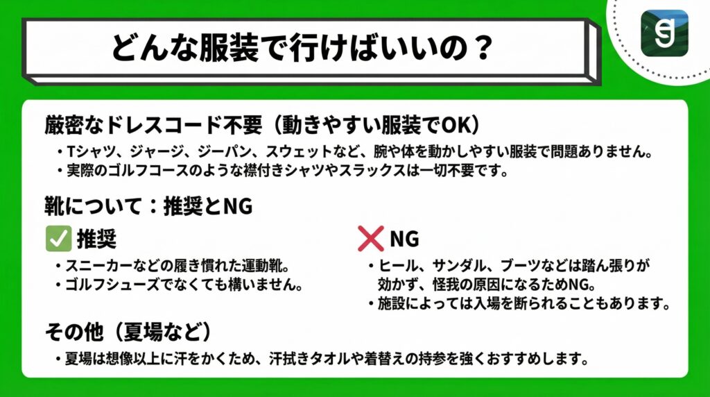 どんな服装で行けばいいの？ Diagram